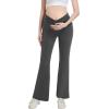 imageFoucome Maternity Flare Leggings Crossover Workout Yoga Pregnancy Pants Soft Stretchy Bootcut Bell BottomsGrey
