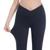 imageFoucome Maternity Flare Leggings Crossover Workout Yoga Pregnancy Pants Soft Stretchy Bootcut Bell BottomsNavy