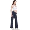 imageFoucome Maternity Flare Leggings Crossover Workout Yoga Pregnancy Pants Soft Stretchy Bootcut Bell BottomsNavy