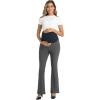 imageFoucome Maternity Flare Pants Stretchy Bootcut Work Dress Pants Business Casual Pregnancy Slacks with PocketsDark Grey