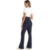 imageFoucome Maternity Flare Pants Stretchy Bootcut Work Dress Pants Business Casual Pregnancy Slacks with PocketsNavy Blue
