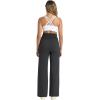 imageFoucome Maternity Pants for Work Wide Leg Stretchy Dress Pants Pregnancy Business Casual Trousers with PocketsBlack