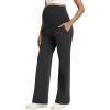 imageFoucome Maternity Pants for Work Wide Leg Stretchy Dress Pants Pregnancy Business Casual Trousers with PocketsBlack