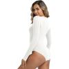 imageFoucome Womens Bodysuit Long Sleeve Crew Neck Body Suits Shirt Slim Fitted Tops2 Pack BlackWhite