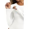 imageFoucome Womens Bodysuit Long Sleeve Crew Neck Body Suits Shirt Slim Fitted Tops2 Pack BlackWhite