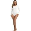 imageFoucome Womens Bodysuit Long Sleeve Crew Neck Body Suits Shirt Slim Fitted Tops2 Pack BlackWhite