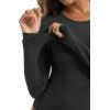 imageFoucome Womens Bodysuit Long Sleeve Crew Neck Body Suits Shirt Slim Fitted TopsBlack