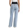 imageFoucome Womens Maternity Jeans Straight Leg Relaxed Fit Comfy Stretchy Trendy Pregnancy Denim PantsLight Blue