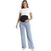 imageFoucome Womens Maternity Jeans Straight Leg Relaxed Fit Comfy Stretchy Trendy Pregnancy Denim PantsLight Blue