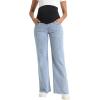imageFoucome Womens Maternity Jeans Straight Leg Relaxed Fit Comfy Stretchy Trendy Pregnancy Denim PantsLight Blue
