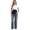 imageFoucome Womens Maternity Jeans Straight Leg Relaxed Fit Comfy Stretchy Trendy Pregnancy Denim PantsVintage Blue
