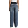 imageFoucome Womens Maternity Jeans Straight Leg Relaxed Fit Comfy Stretchy Trendy Pregnancy Denim PantsVintage Blue