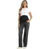 imageFoucome Womens Maternity Jeans Straight Leg Relaxed Fit Comfy Stretchy Trendy Pregnancy Denim PantsWash Black