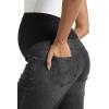 imageFoucome Womens Maternity Jeans Straight Leg Relaxed Fit Comfy Stretchy Trendy Pregnancy Denim PantsWash Black