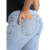 imageFoucome Womens Maternity Jeans Stretchy High Waist Pregnancy Boyfriend Denim PantsLight Blue
