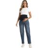 imageFoucome Womens Maternity Jeans Stretchy High Waist Pregnancy Boyfriend Denim PantsVintage Blue
