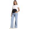 imageFoucome Womens Maternity Jeans Wide Leg Trendy Comfy Stretchy Straight Leg Pregnancy Denim PantsLight Blue