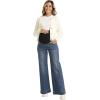 imageFoucome Womens Maternity Jeans Wide Leg Trendy Comfy Stretchy Straight Leg Pregnancy Denim PantsVintage Blue