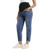 imageFoucome Womens Maternity Jeans Stretchy High Waist Pregnancy Boyfriend Denim PantsDark Blue