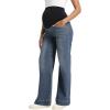 imageFoucome Womens Maternity Jeans Wide Leg Trendy Comfy Stretchy Straight Leg Pregnancy Denim PantsVintage Blue