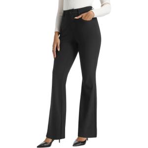 imageFoucome Womens Bootcut Dress Pants Business Casual Work Pants Stretchy Office Slacks with PocketsBlack