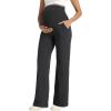 imageFoucome Maternity Pants Wide Leg Yoga Dress Work Pants Loose Stretch Casual Lounge Pregnancy SlacksBlack