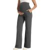 imageFoucome Maternity Pants Wide Leg Yoga Dress Work Pants Loose Stretch Casual Lounge Pregnancy SlacksDark Grey