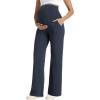 imageFoucome Maternity Pants Wide Leg Yoga Dress Work Pants Loose Stretch Casual Lounge Pregnancy SlacksNavy Blue