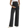 imageFoucome Maternity Pants Wide Leg Yoga Dress Work Pants Loose Stretch Casual Lounge Pregnancy SlacksBlack
