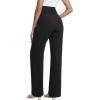 imageFoucome Maternity Pants Over The Belly Flowy Wide Leg Pants Casual Palazzo Beach Trousers with PocketsBlack