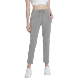 imageFoucome Womens Pants Ankle 78 Golf Pants Stretchy High Waist Sweatpants with Pockets for Athletic Lounge Travel WorkGrey