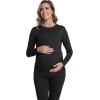 imageFoucome Long Sleeve Maternity Tops Trendy Fitted Crew Neck Pregnancy Shirts Soft Basic Layer Underwear TopBlack