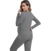 imageFoucome Long Sleeve Maternity Tops Trendy Fitted Crew Neck Pregnancy Shirts Soft Basic Layer Underwear TopDark Grey
