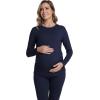 imageFoucome Long Sleeve Maternity Tops Trendy Fitted Crew Neck Pregnancy Shirts Soft Basic Layer Underwear TopNavy Blue