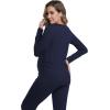 imageFoucome Long Sleeve Maternity Tops Trendy Fitted Crew Neck Pregnancy Shirts Soft Basic Layer Underwear TopNavy Blue