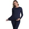 imageFoucome Long Sleeve Maternity Tops Trendy Fitted Crew Neck Pregnancy Shirts Soft Basic Layer Underwear TopNavy Blue