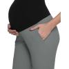 imageFoucome Maternity Pants Over Belly Comfy Stretchy Pregnancy Golf Pants Business Casual Dressy Work SlacksGrey