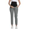 imageFoucome Maternity Pants Over Belly Comfy Stretchy Pregnancy Golf Pants Business Casual Dressy Work SlacksGrey