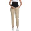 imageFoucome Maternity Pants Over Belly Comfy Stretchy Pregnancy Golf Pants Business Casual Dressy Work SlacksKhaki