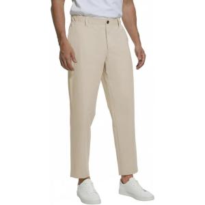 imageFoucome Mens Golf Pants Slim Fit Work Dress Pants Lightweight Stretch Travel Casual Slacks with PocketsKhaki
