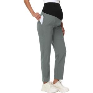 imageFoucome Womens Maternity Work Pants Comfy Casual Pregnancy Scrub Pants Straight Leg Workwear ScrubsGrey