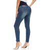 imageFoucome Womens Maternity Jeans Over The Belly Comfy Stretch Slim Jeggings Pregnancy Pants with Pockets075  Indigo Blue