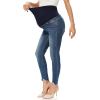 imageFoucome Womens Maternity Jeans Over The Belly Comfy Stretch Slim Jeggings Pregnancy Pants with Pockets075  Indigo Blue