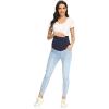 imageFoucome Womens Maternity Jeans Over The Belly Comfy Stretch Slim Jeggings Pregnancy Pants with Pockets075  Light Blue