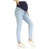 imageFoucome Womens Maternity Jeans Over The Belly Comfy Stretch Slim Jeggings Pregnancy Pants with Pockets075  Light Blue