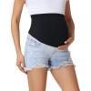 imageFoucome Maternity Jean Shorts Over Belly Stretchy Ripped Pregnancy Denim Shorts with PocketsLight Blue