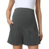 imageFoucome Womens Maternity Shorts Wide Leg Pleated Pregnancy Dressy Work Shorts with PocketsGrey