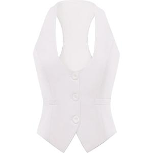 imageFoucome Vest for Women Dressy Casual Suit Vests Versatile Steampunk Racerback Waistcoat Vest TopsWhite