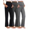 imageFoucome 3 Pack Maternity Pants Loose Cozy Wide Leg Pants Pregnancy Lounge Yoga Work Trousers with PocketsBlackGreyMelange Grey