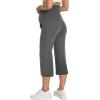 image:imageFoucome 3 Pack Maternity Capris Wide Leg Cropped Yoga Pants Summer Loose Casual Pregnancy Pants with PocketsBlackGreyMelange Grey